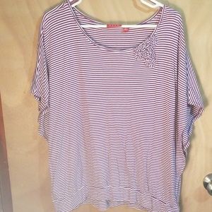 ELLE Purple White Striped Dolman Sleeve Blouse XL